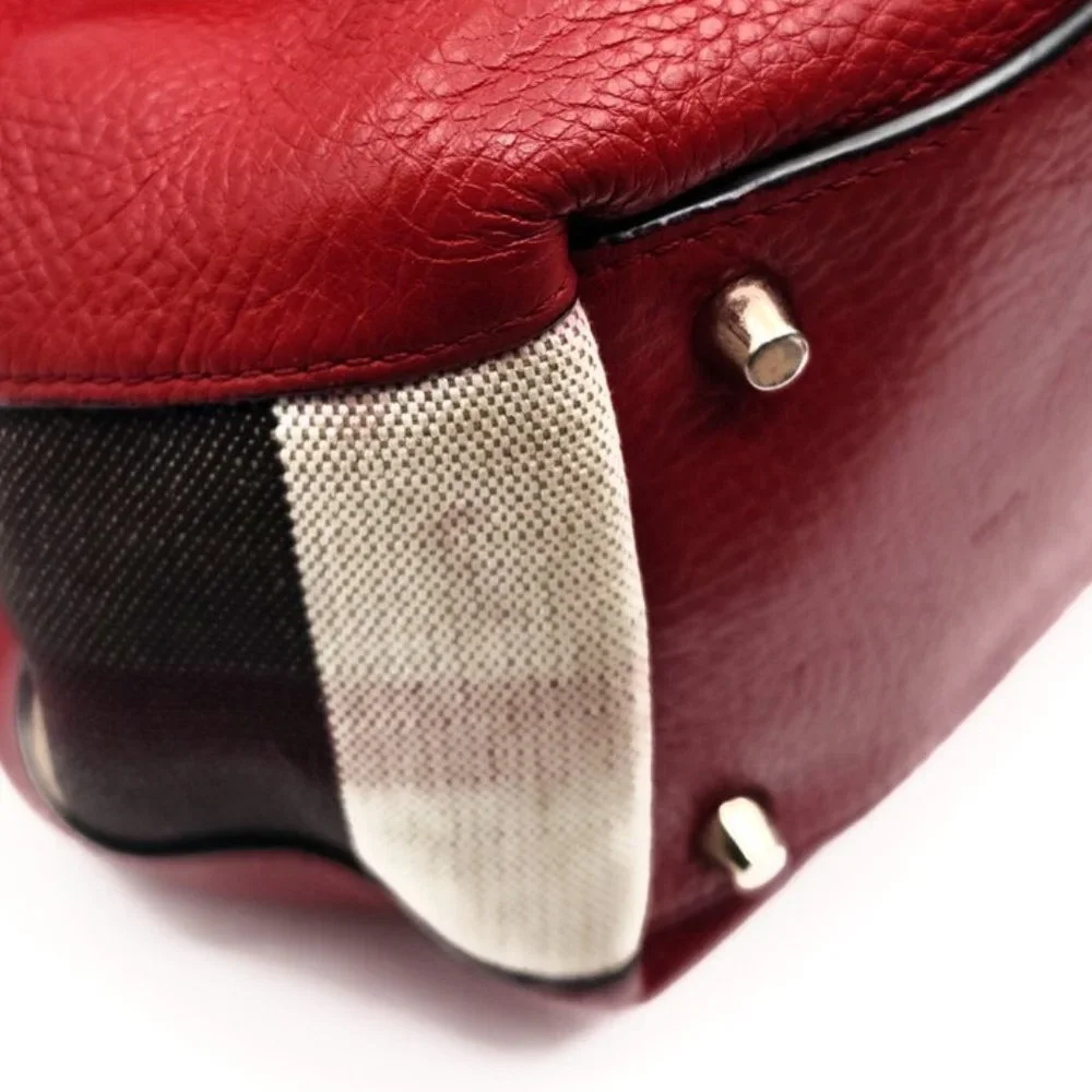authentic BURBERRY Red Leather Crossbody Bag - Picture 8 of 11